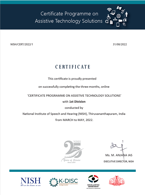 NISH Assistive Technology Certification, 2022.